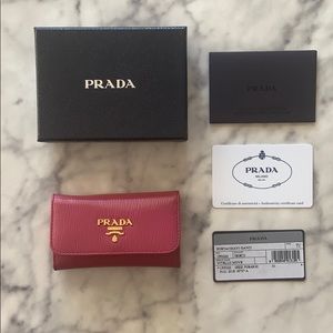 Prada Leather 6 Key Ring Holder, Pink